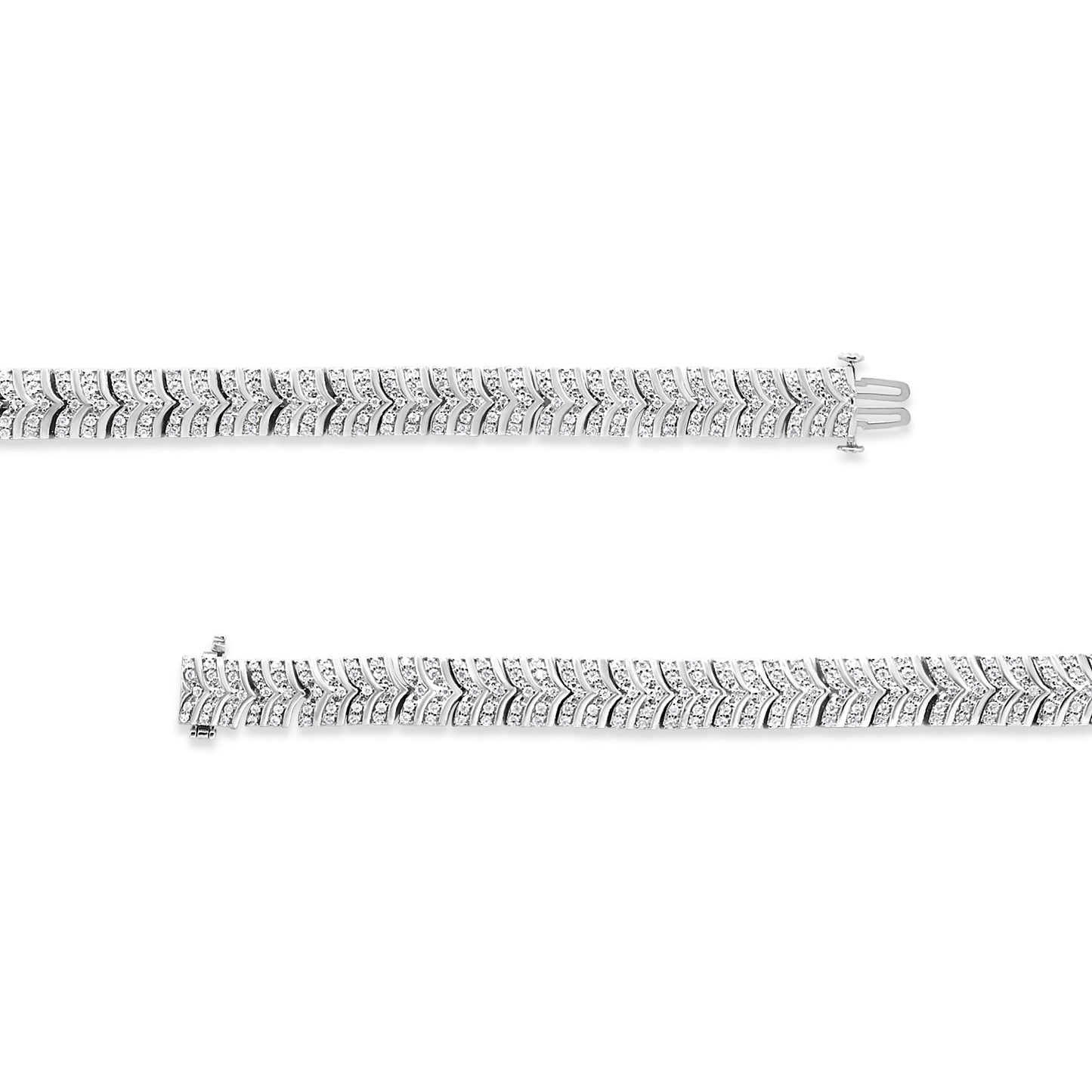 Pulsera de eslabones en chevron de diamantes de plata esterlina .925 - 3.00 Cttw