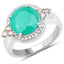 3.51 Carat Emerald and Diamond .925 Sterling Silver Engagement Ring