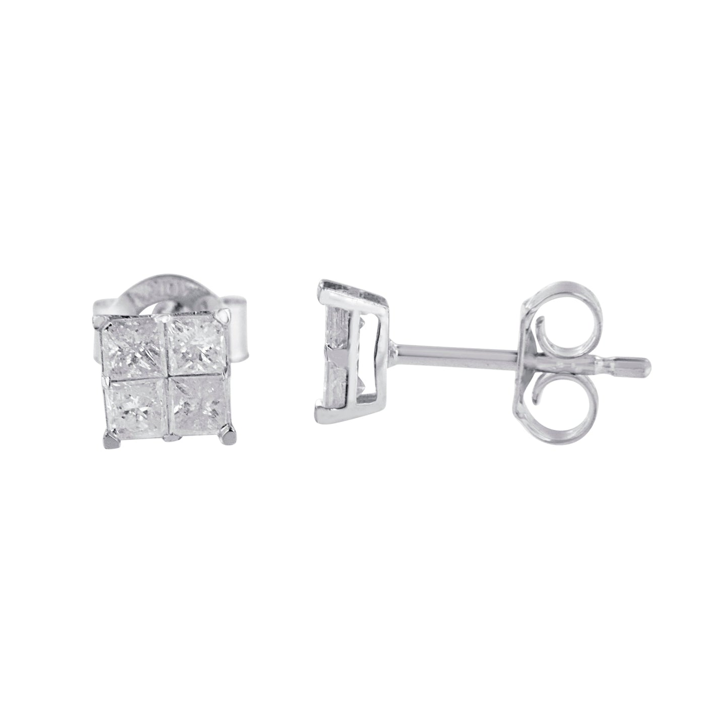 Boucles d'oreilles en diamant en or blanc 10k - 0,60 cttw