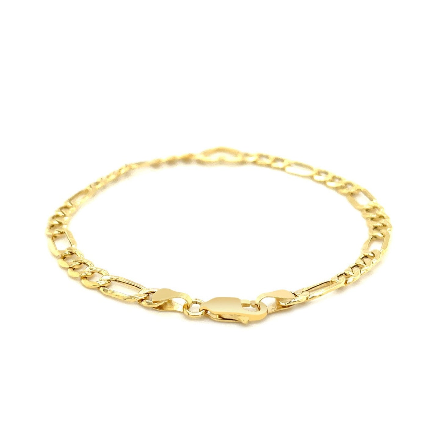 Pulsera de Cadena Figaro de Oro Amarillo de 14k con Corazón