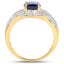 Anillo de Compromiso de Kyanita y Topacio Blanco Bañado en Oro Amarillo de 14K