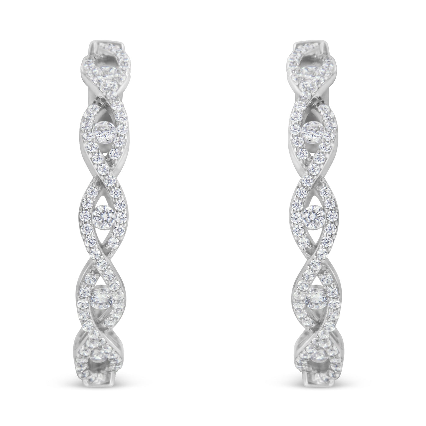 Pendientes de aro de diamantes de oro blanco de 10 quilates - 1.5 cttw