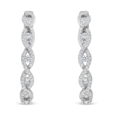 Pendientes de aro de diamantes de oro blanco de 10 quilates - 1.5 cttw