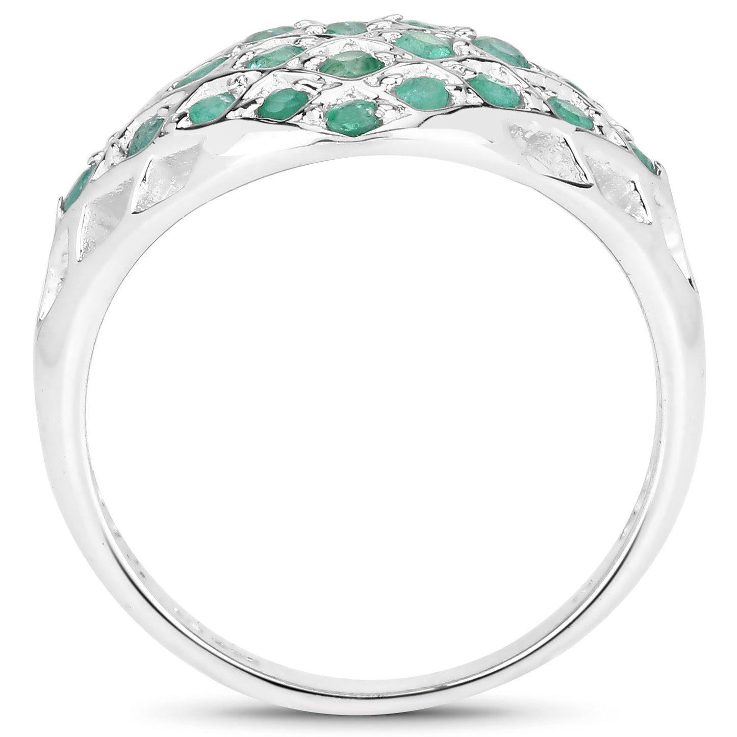 Bague en argent sterling .925 avec émeraude véritable de 0,90 carat