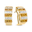 Boucles d'oreilles créoles huggie en or jaune 18K avec diamants taille princesse et saphirs jaunes