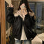 Thickened Warm Leather Short Jacket with Mountain Eagle Fur Collar