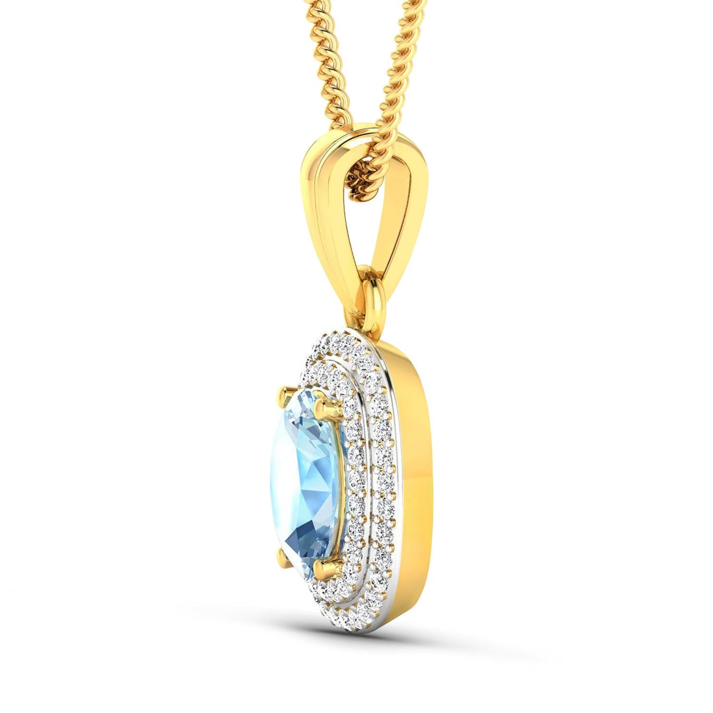 1.35 Carat Aquamarine & Diamond 14K Yellow Gold Pendant