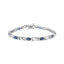 Bracelet en or blanc 10K avec saphir et diamants en sertissage griffes - Taille 7