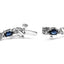 Bracelet en or blanc 10K avec saphir et diamants en sertissage griffes - Taille 7