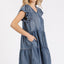 Vestido Mini de Manga Corta con Volantes y Escote en V para Mujeres