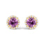 Boucles d'oreilles en or blanc 10K avec améthyste violette et halo de diamants