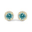 Boucles d'oreilles en or blanc 10K avec améthyste violette et halo de diamants