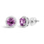 Boucles d'oreilles en or blanc 10K avec améthyste violette et halo de diamants