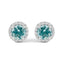 Boucles d'oreilles en or blanc 10K avec améthyste violette et halo de diamants