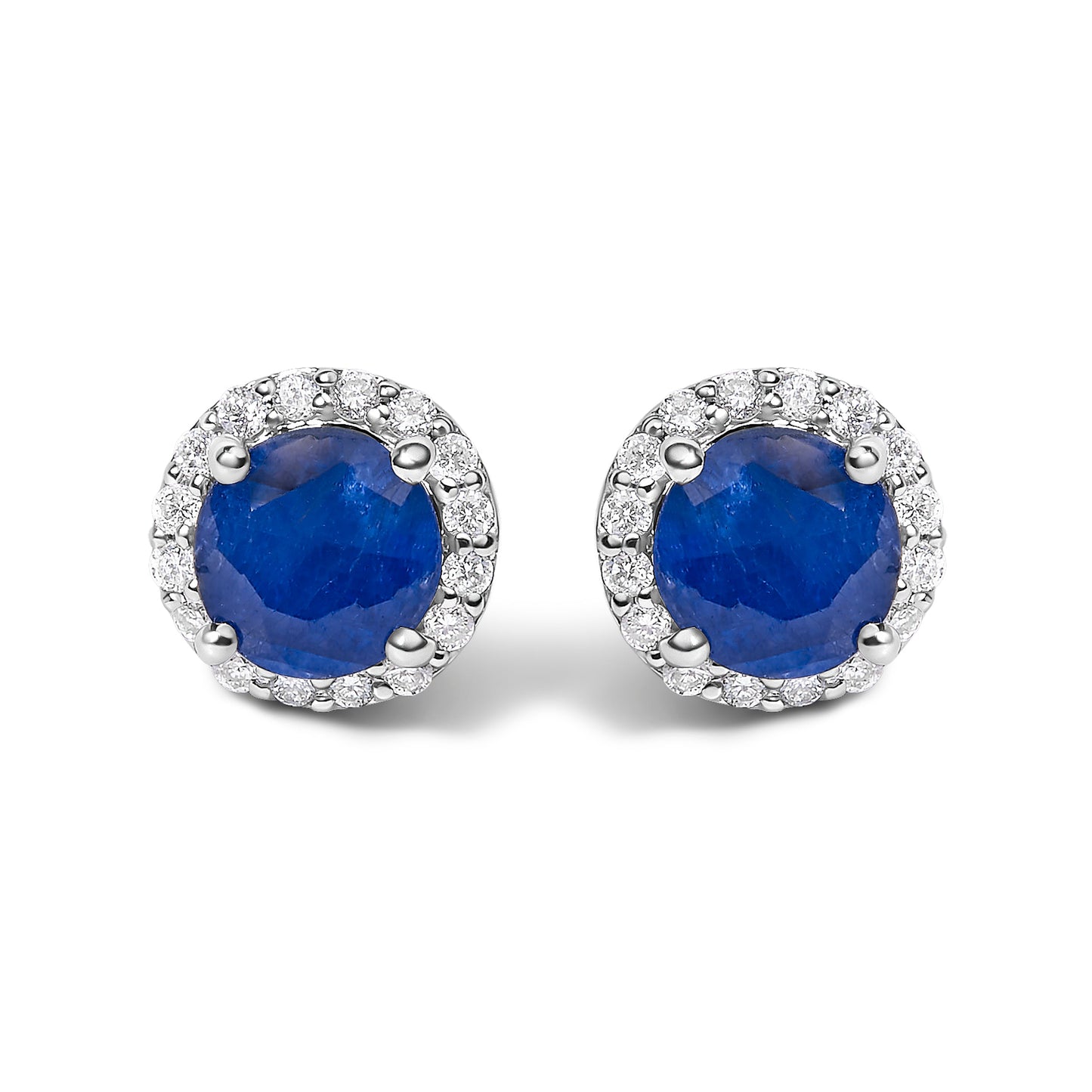 Boucles d'oreilles en or blanc 10K avec améthyste violette et halo de diamants