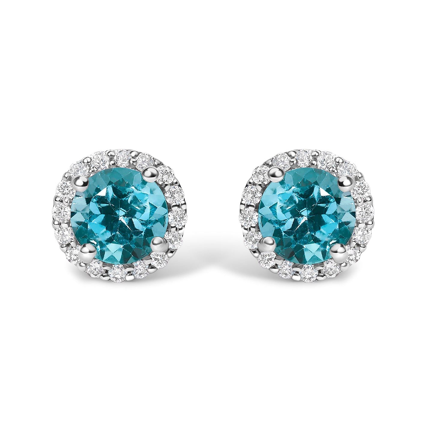 Boucles d'oreilles en or blanc 10K avec améthyste violette et halo de diamants