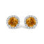 Boucles d'oreilles en or blanc 10K avec améthyste violette et halo de diamants