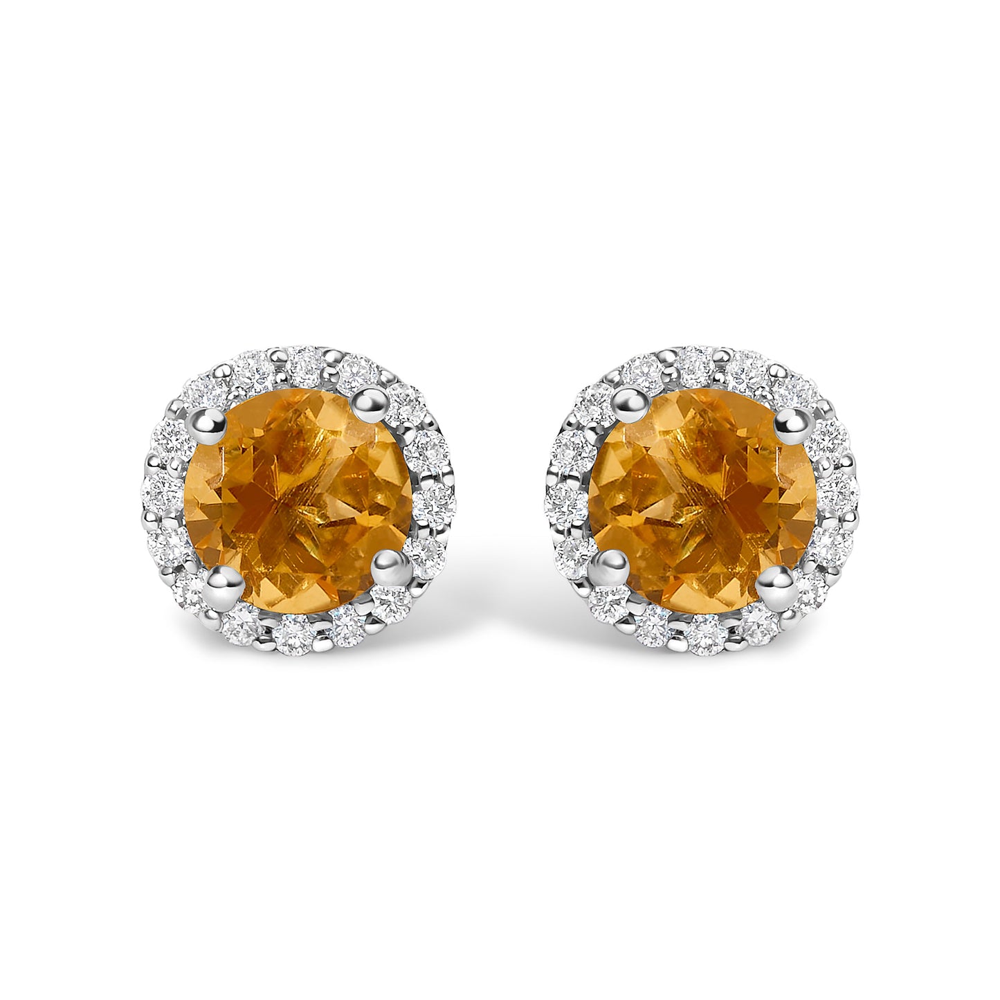 Boucles d'oreilles en or blanc 10K avec améthyste violette et halo de diamants