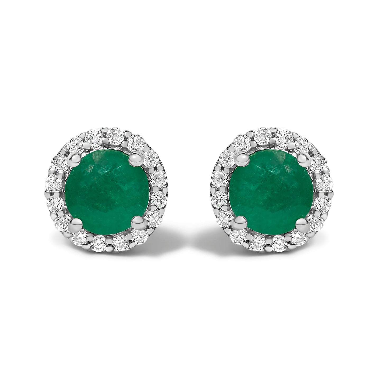 Boucles d'oreilles en or blanc 10K avec améthyste violette et halo de diamants