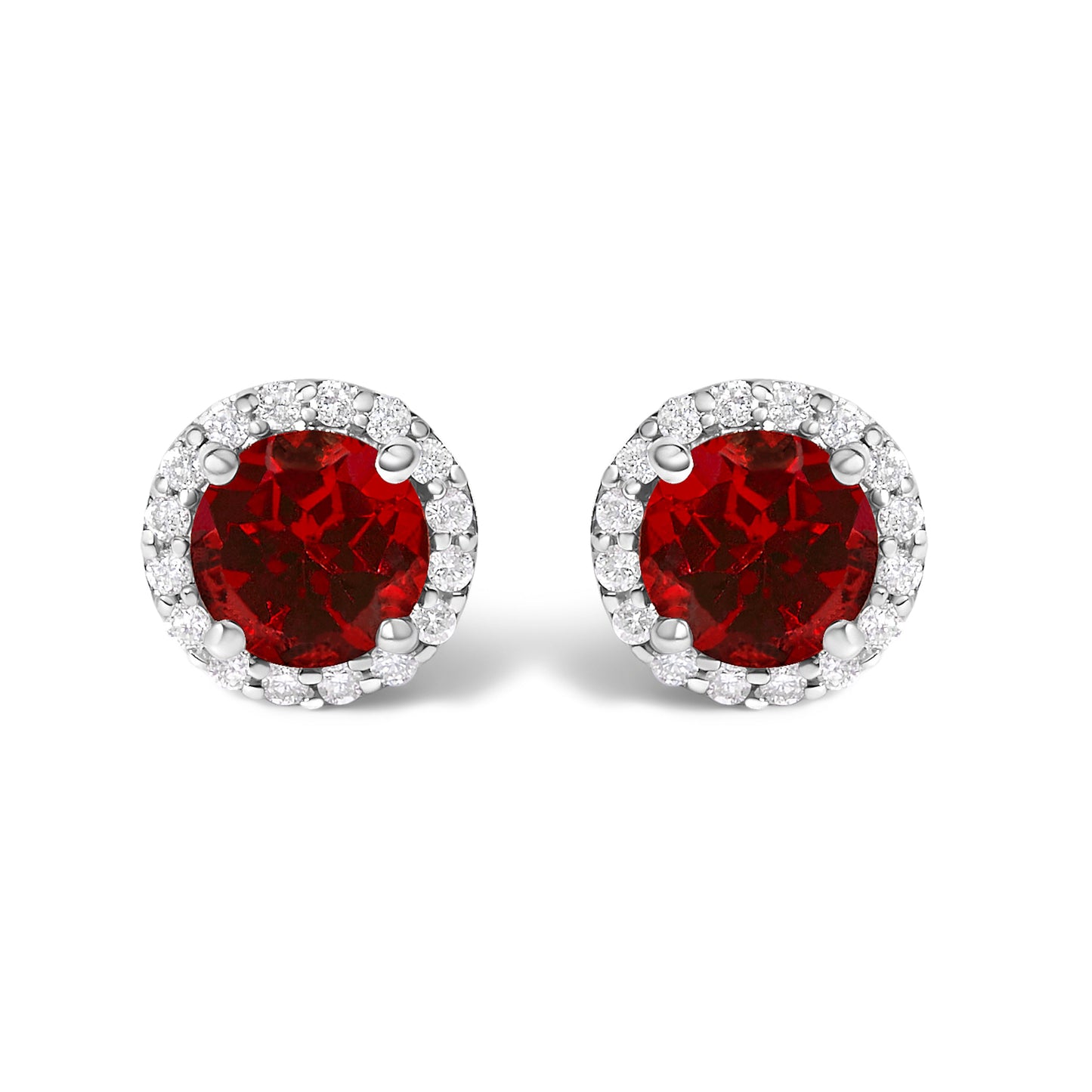 Boucles d'oreilles en or blanc 10K avec améthyste violette et halo de diamants