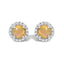 Boucles d'oreilles en or blanc 10K avec améthyste violette et halo de diamants