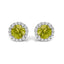 Boucles d'oreilles en or blanc 10K avec améthyste violette et halo de diamants