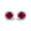 Boucles d'oreilles en or blanc 10K avec améthyste violette et halo de diamants