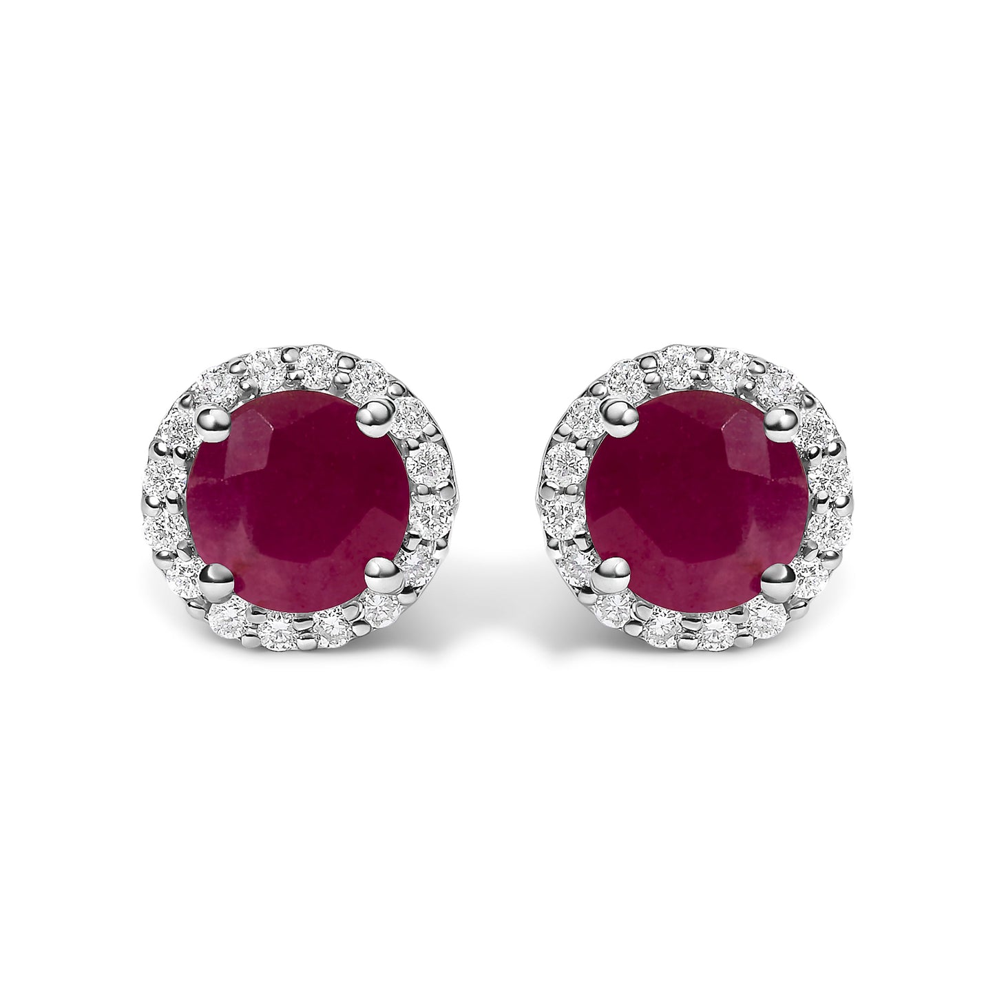 Boucles d'oreilles en or blanc 10K avec améthyste violette et halo de diamants