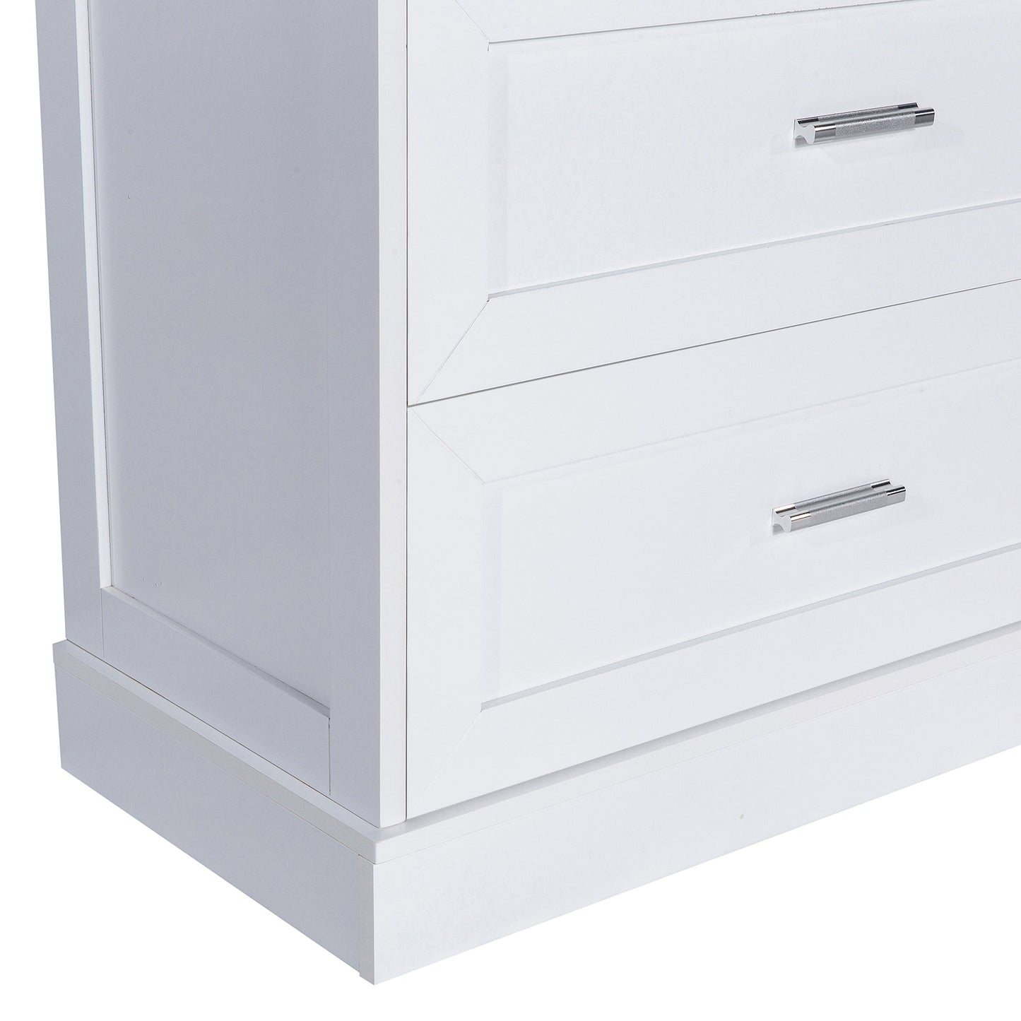 Tall Bathroom Storage Cabinet, Cabinet with Two Doors and Drawers, Adjustable Shelf, MDF Board, White - Korvel