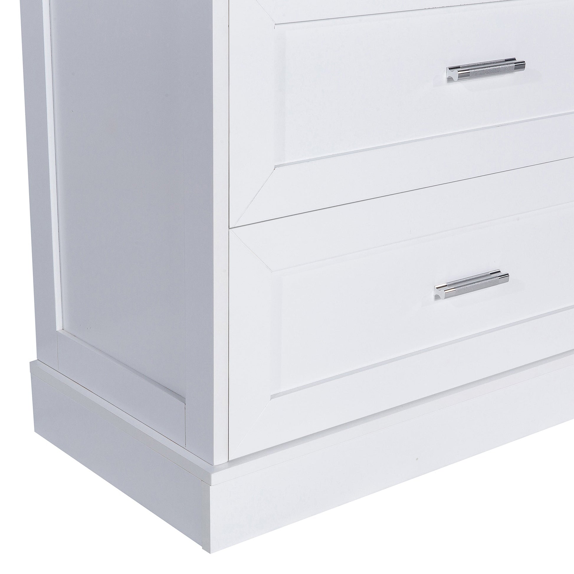 Tall Bathroom Storage Cabinet, Cabinet with Two Doors and Drawers, Adjustable Shelf, MDF Board, White - Korvel