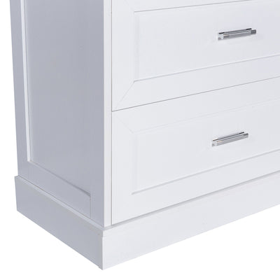 Tall Bathroom Storage Cabinet, Cabinet with Two Doors and Drawers, Adjustable Shelf, MDF Board, White - Korvel