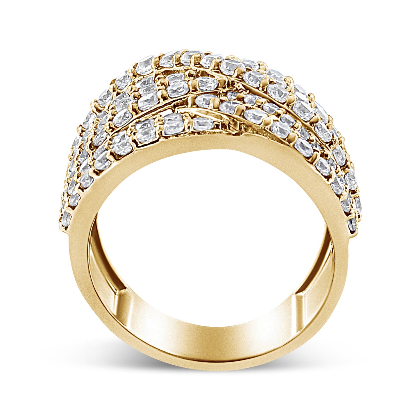 Bague de croisement en diamant 10K or jaune 3.0 Cttw - Taille 7