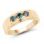 14K Yellow Gold Plated Blue Diamond Sterling Silver Engagement Ring