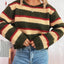 Chic Striped Long Sleeve Sweater with Round Neck - Korvel