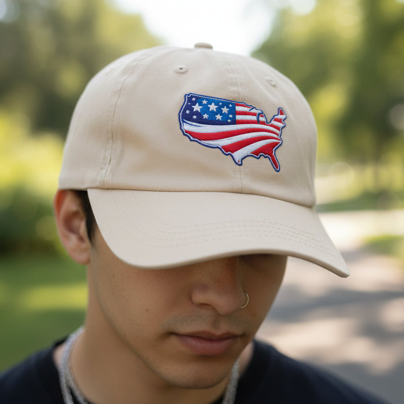 USA Map Embroidered Baseball Cap – Classic Patriotic Style