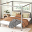 King Size Canopy Platform Bed with Headboard and Support Legs, Grey Wash - Korvel