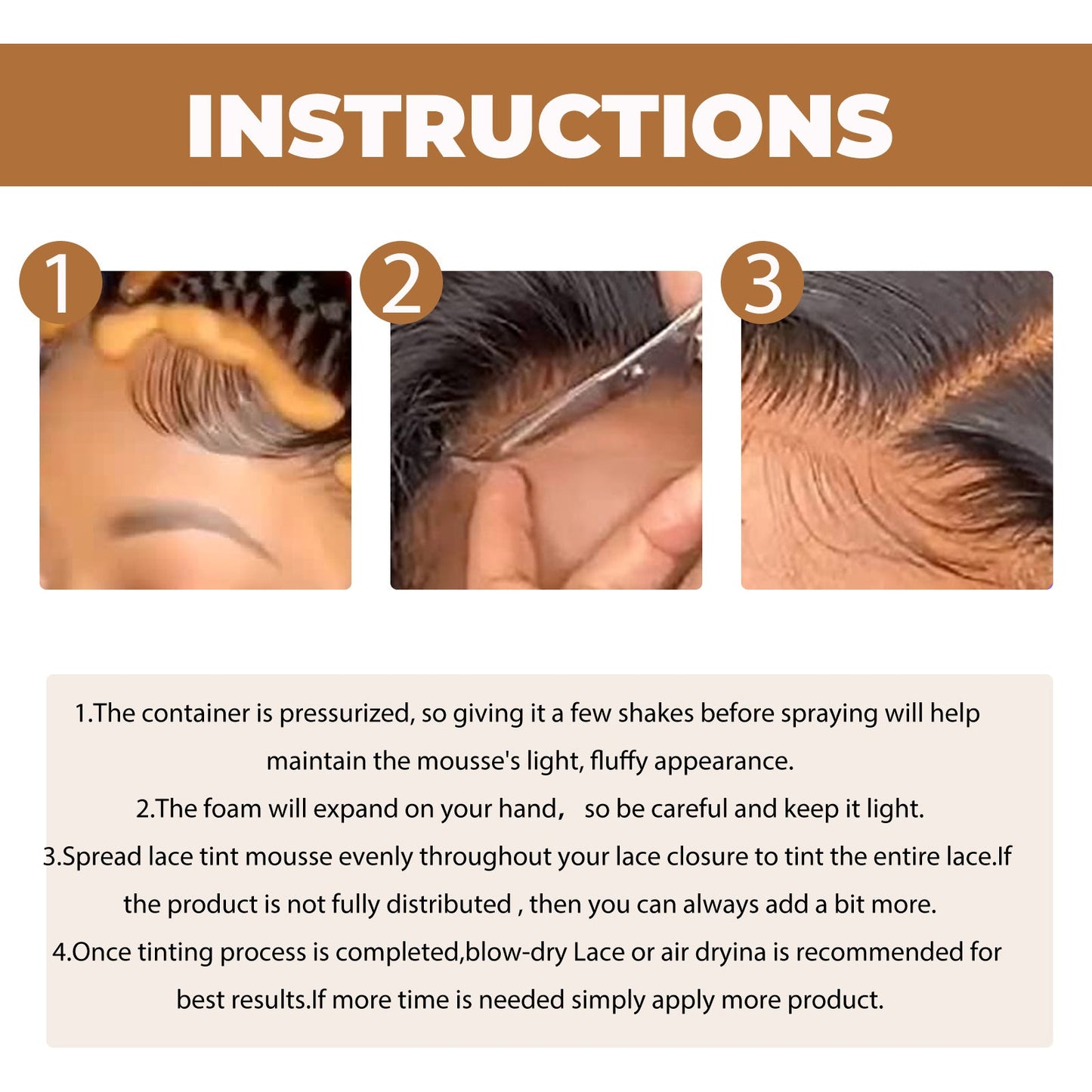Lace Tint Mousse, No Damage Hair Easy To Color Wig Color Disposable Hair Conditioner - Korvel