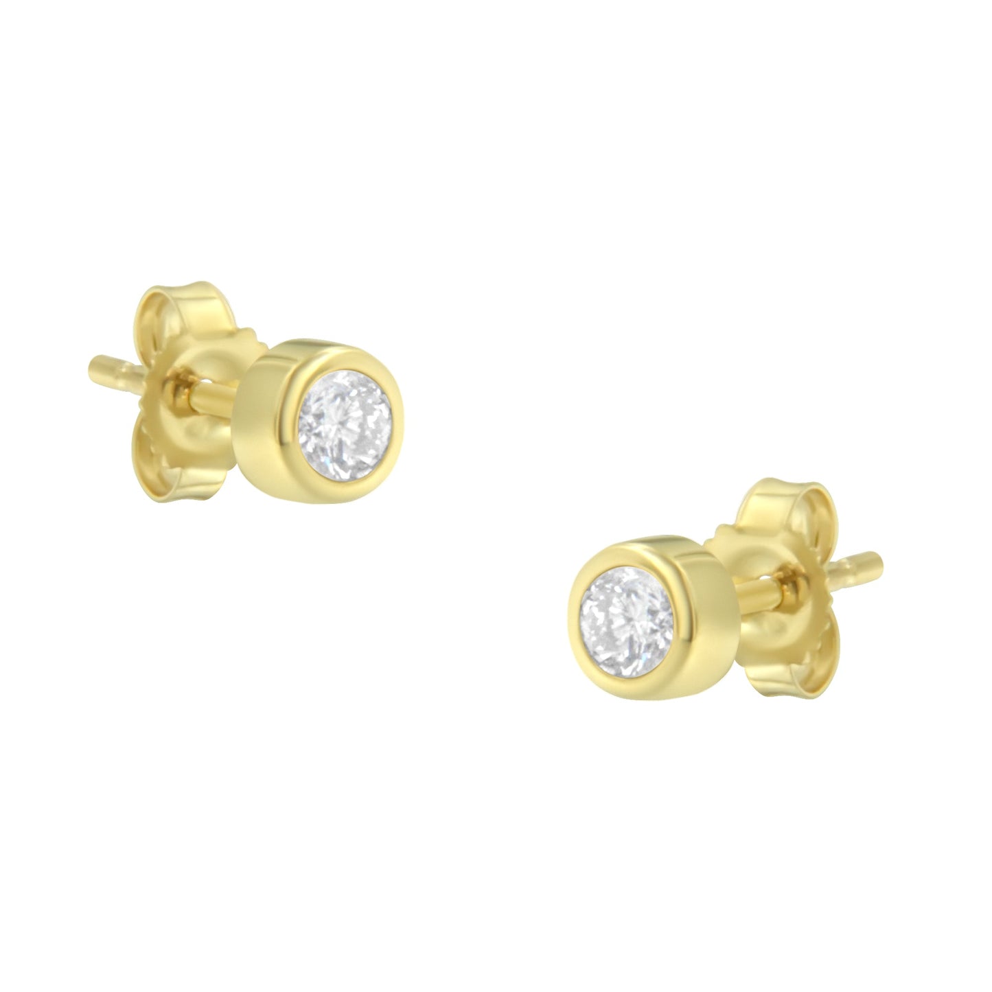 Pendientes de Stud de Diamante en Oro Blanco de 10K con Montura de Bezel