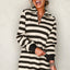 Chic Black Striped Collar Long Sleeve Mini Dress - Effortlessly Elegant Casual Wear for Women - Korvel