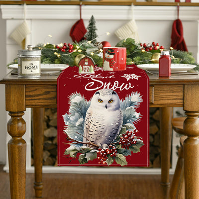 Owl Linen Table Runner for Festive Dining