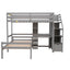 Cama loft tamaño twin con escalera de almacenamiento y escritorio - Gris