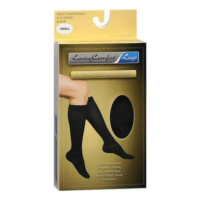 Loving Comfort Microfiber Knee High Stockings for Women - Black, Medium
