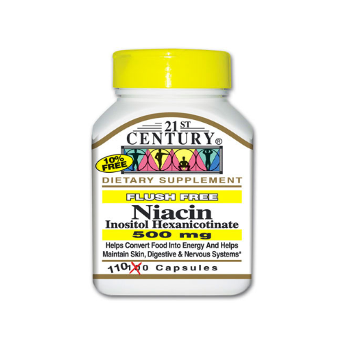 Niacine 21e siècle 500 mg - Sans flush - 110 capsules