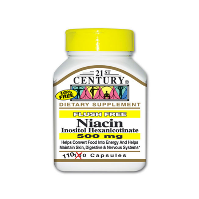 Niacine 21e siècle 500 mg - Sans flush - 110 capsules