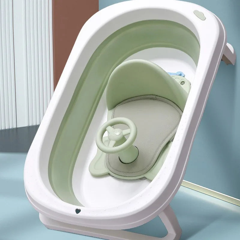 Baby shower basin with shower seat foldable bathtub bathtub dedicated shower bench with backrest and anti slip bath pad - Korvel