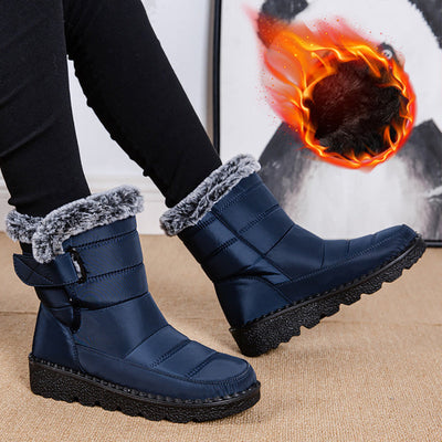 Women's Waterproof Plush Snow Boots with Low Heels