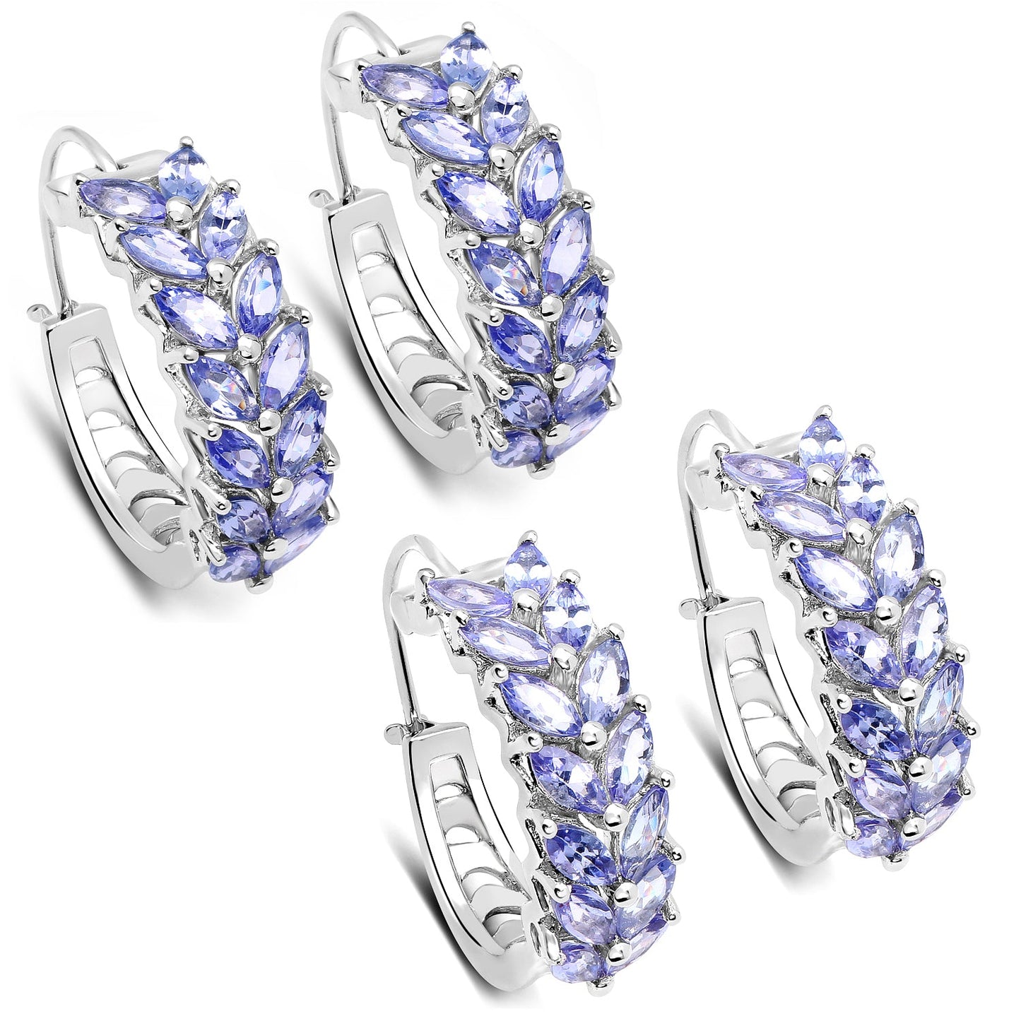 Pendientes de plata esterlina con tanzanita genuina de 3.92 quilates
