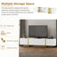 Luxury Fluted TV Stand for TVs Up to 80'', Modern Entertainment Center with Storage Cabinets & Drawer White - Korvel