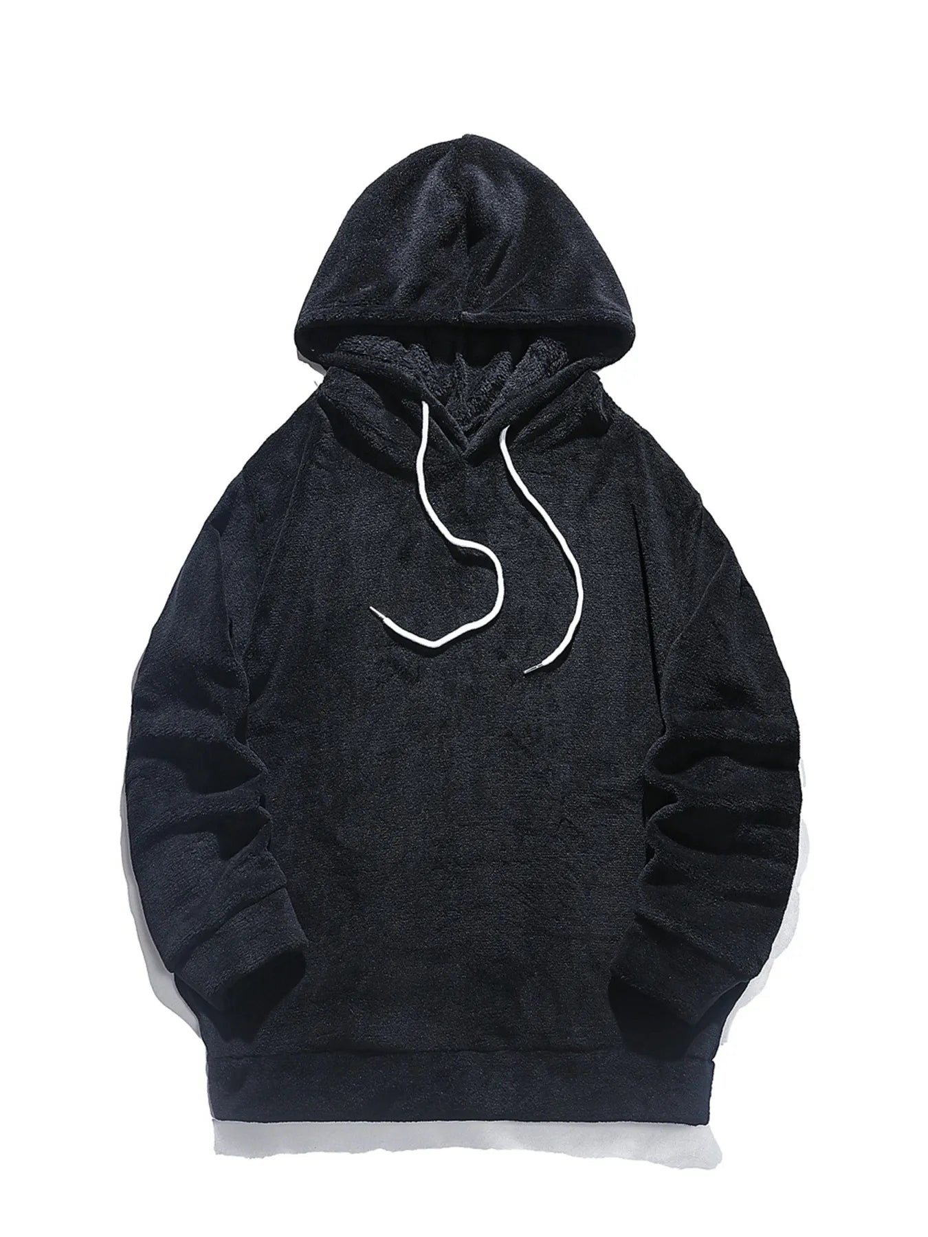Hoodie en Fleece à Manches Longues avec Cordon de Serrage pour Homme