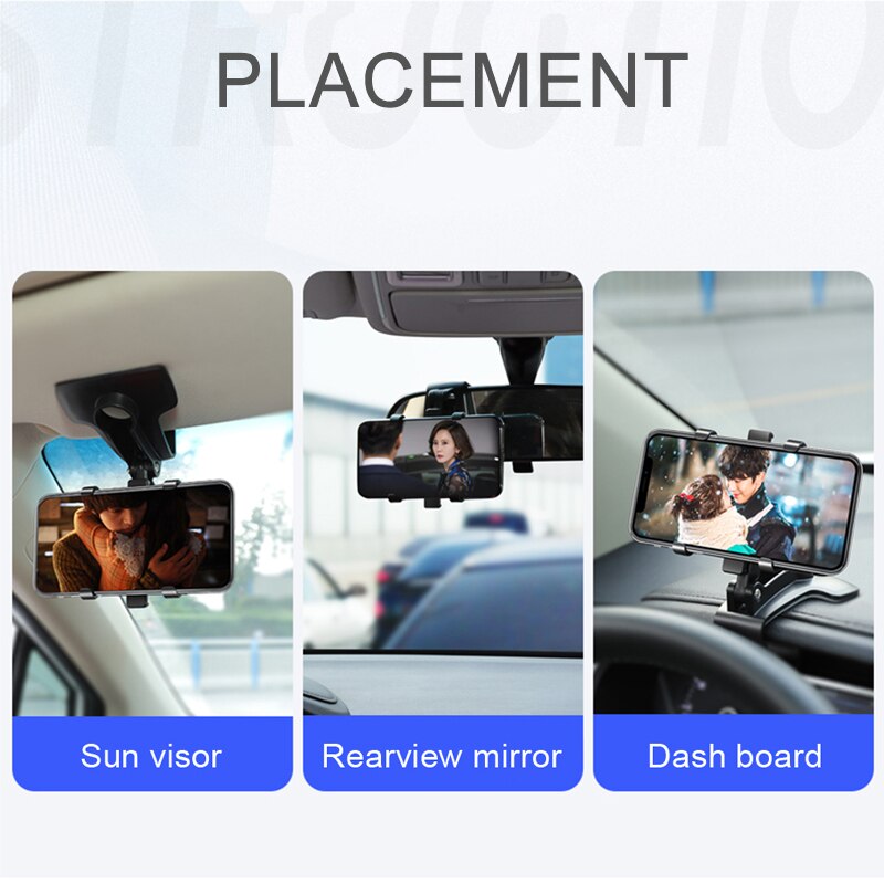360 Degrees Car Phone Holder Universal Smartphone Stands Car Rack Dashboard Support for Auto Grip Mobile Phone Fixed Bracket - Korvel